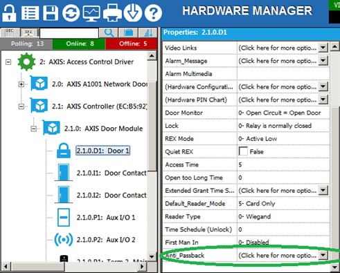 Hardware Manager- A1001ConfiguringHardAntiPassback